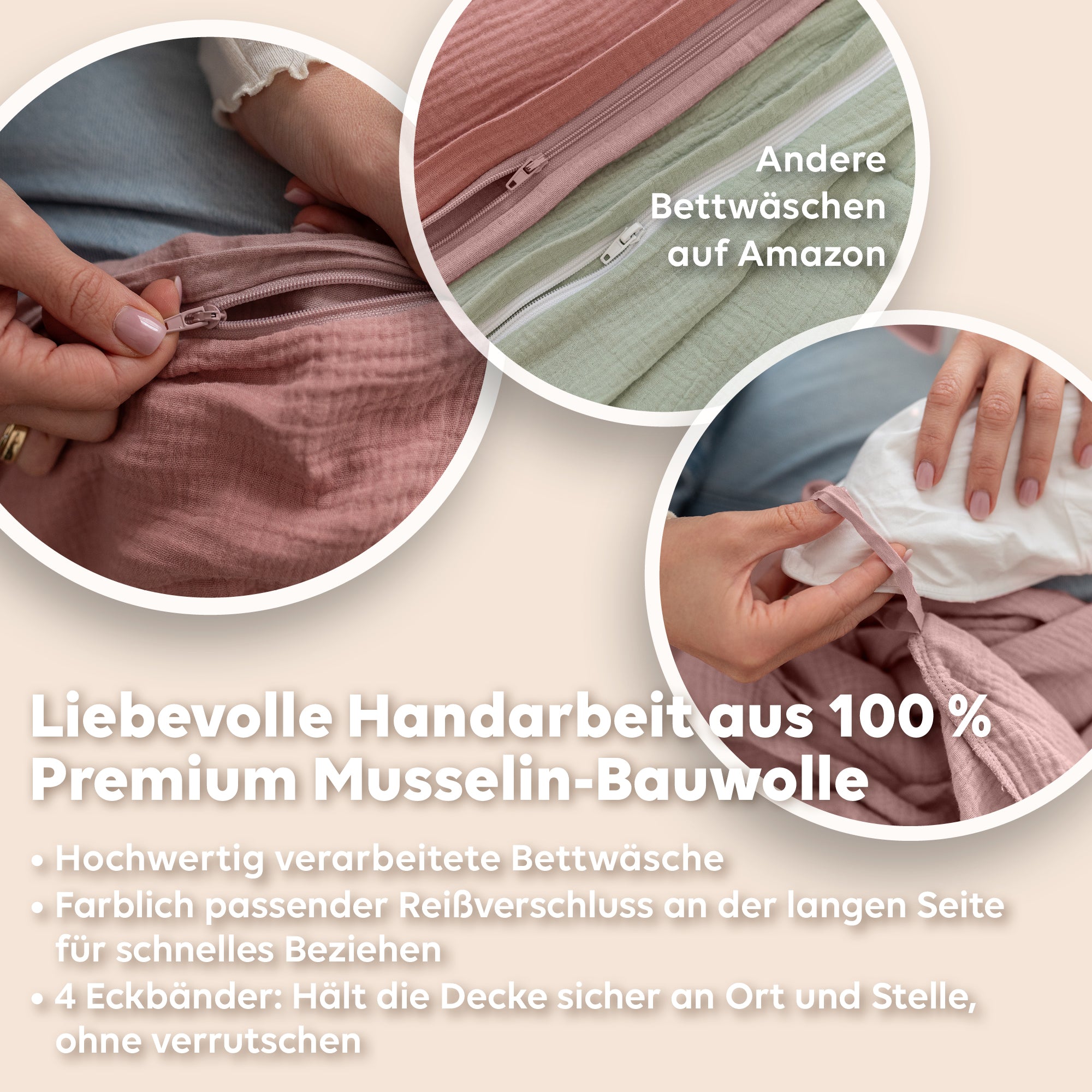 Puderrosa & Altrosa / 200x200 + 2x Kissen 80x80 200x220 + 2x Kissen 80x80 220x240 + 2x Kissen 80x80 135x200 + 1 Kissen 80x80 155x220 + 1 Kissen 80x80