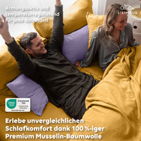 Senfgelb / 200x200 + 2x Kissen 80x80 200x220 + 2x Kissen 80x80 220x240 + 2x Kissen 80x80 135x200 + 1 Kissen 80x80 155x220 + 1 Kissen 80x80