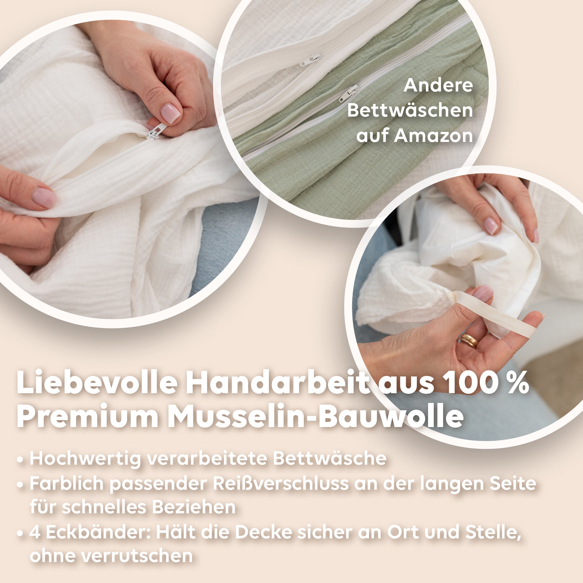 Weiß / 200x200 + 2x Kissen 80x80 200x220 + 2x Kissen 80x80 220x240 + 2x Kissen 80x80 135x200 + 1 Kissen 80x80 155x220 + 1 Kissen 80x80