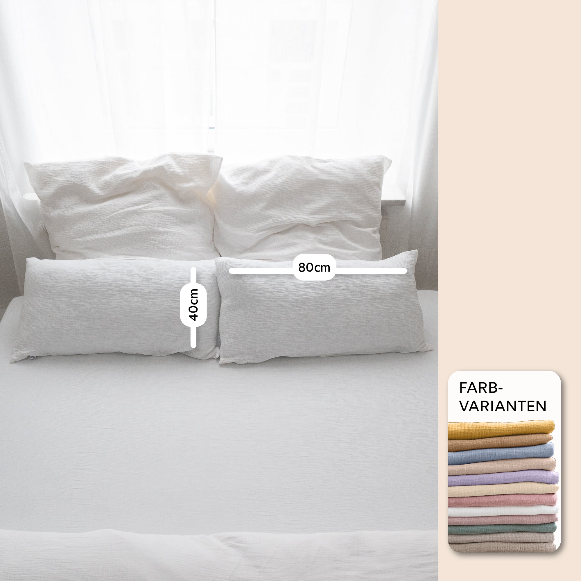 Weiß / 1 Kissen 40x80