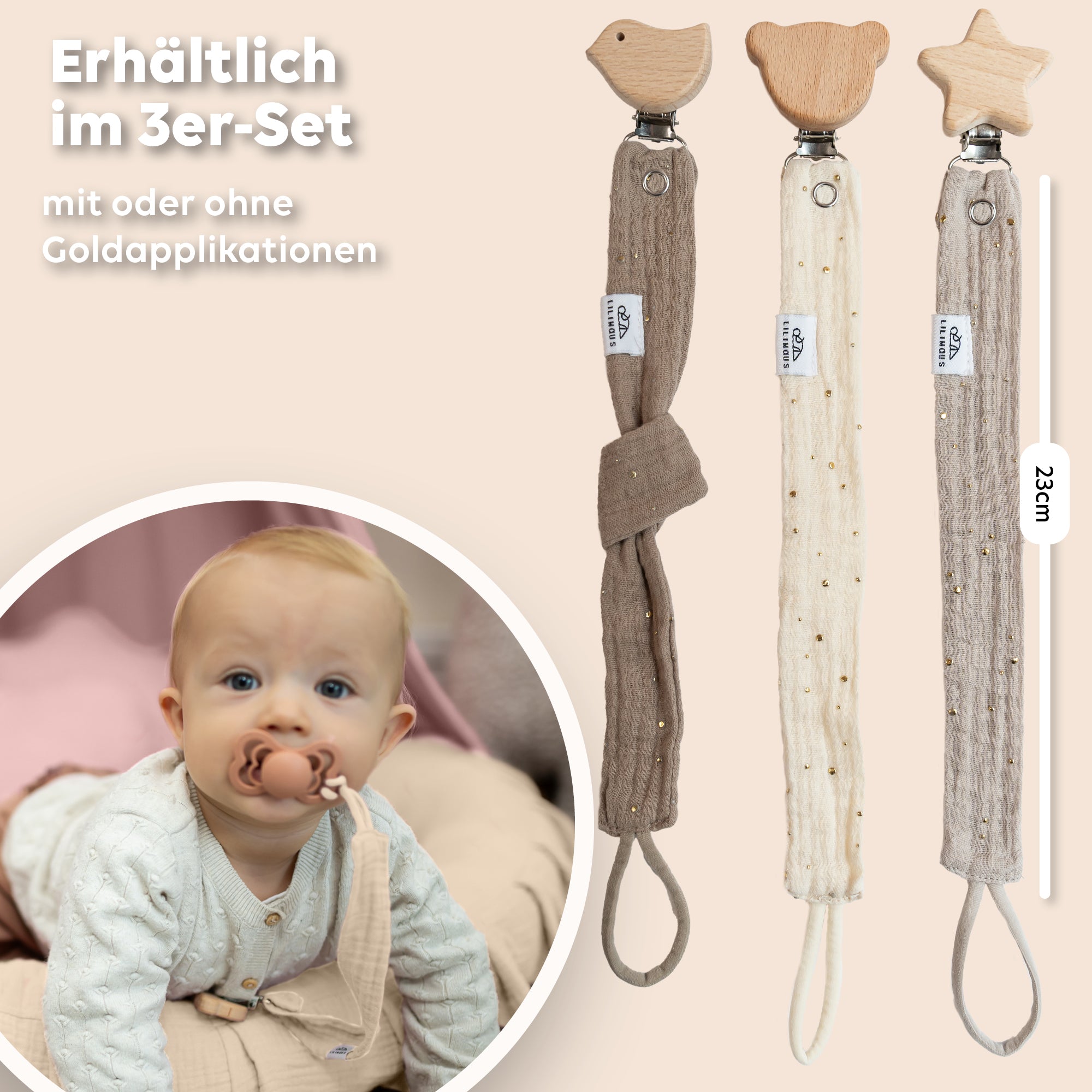 Hellbeige & Creme & Dunkelbeige / mit Gold