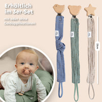 Hellbeige & Blau & Eukalyptus / mit Gold