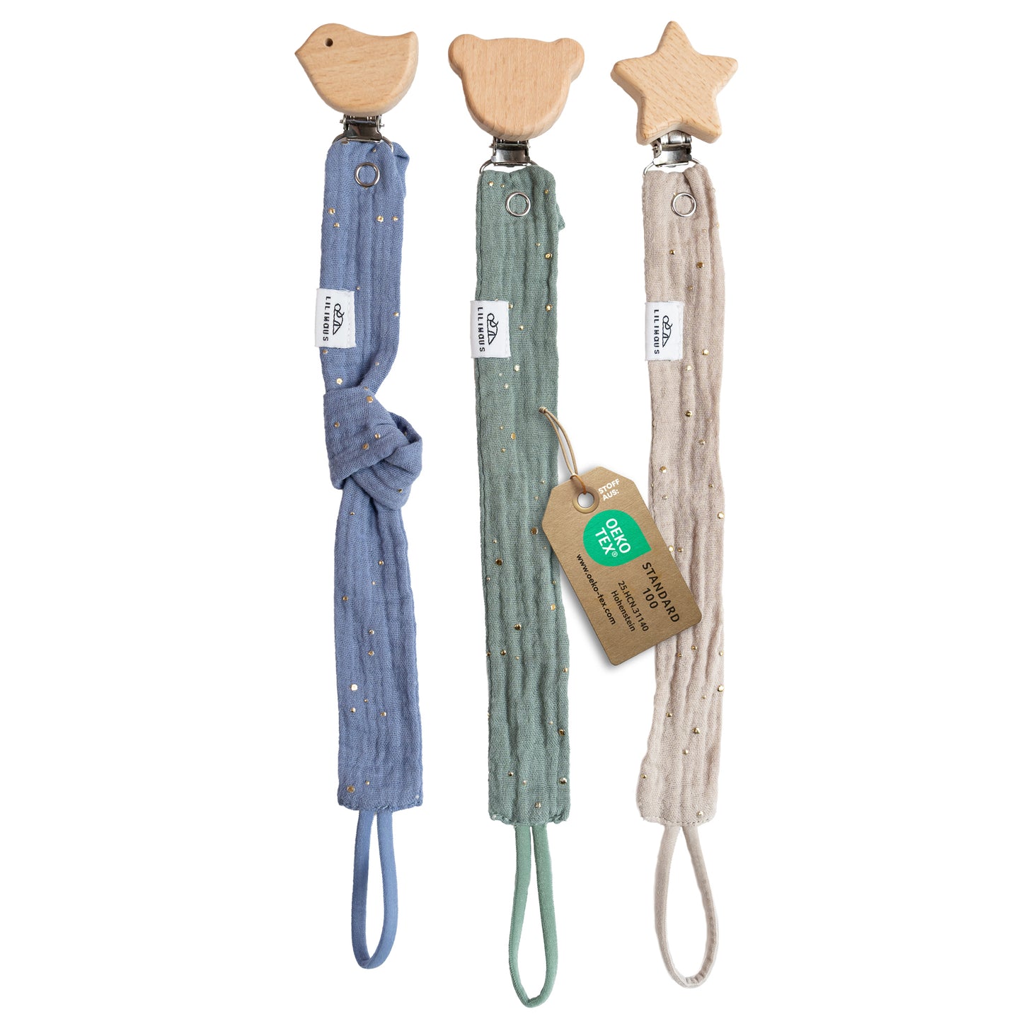 Hellbeige & Blau & Eukalyptus / mit Gold