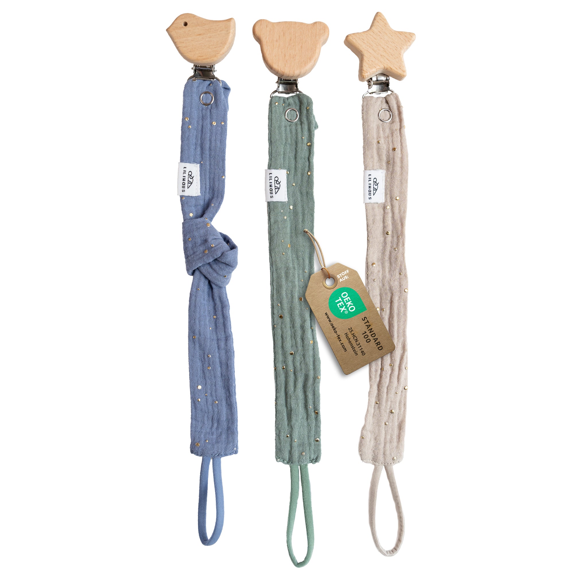 Hellbeige & Blau & Eukalyptus / mit Gold