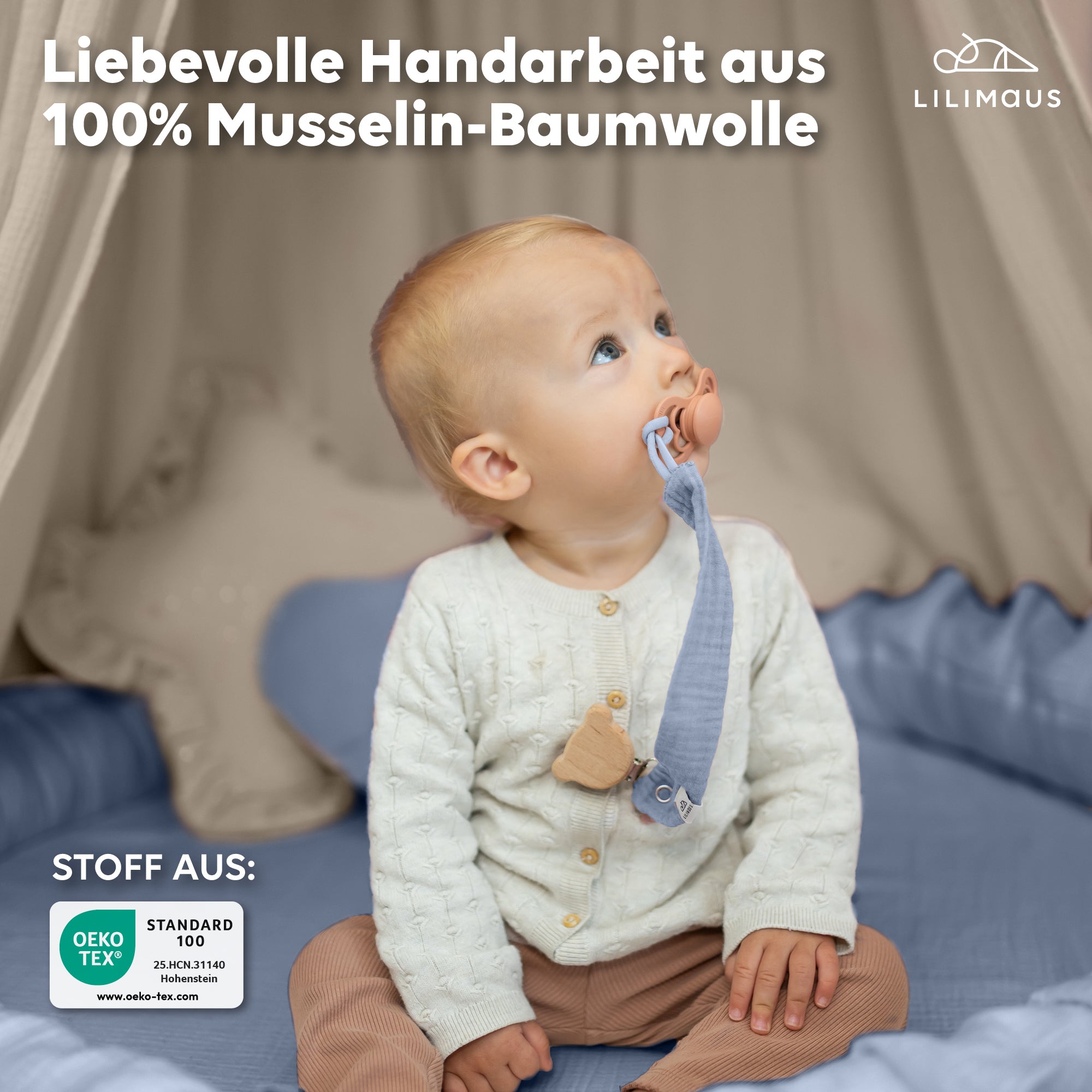 Hellbeige & Blau & Eukalyptus / mit Gold ohne Gold