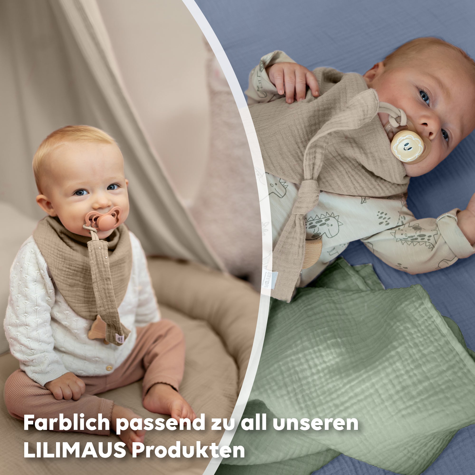 Hellbeige & Blau & Eukalyptus