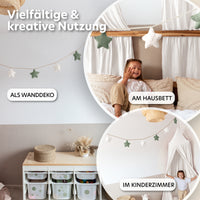 eukalyptus & weiß / sterne / mit goldapplikation