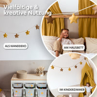 senfgelb & nougat / sterne / mit goldapplikation