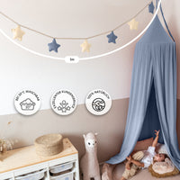 blau & creme / sterne / mit goldapplikation