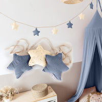 blau & creme / sterne / mit goldapplikation