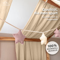 creme & puderrosa / sterne / mit goldapplikation