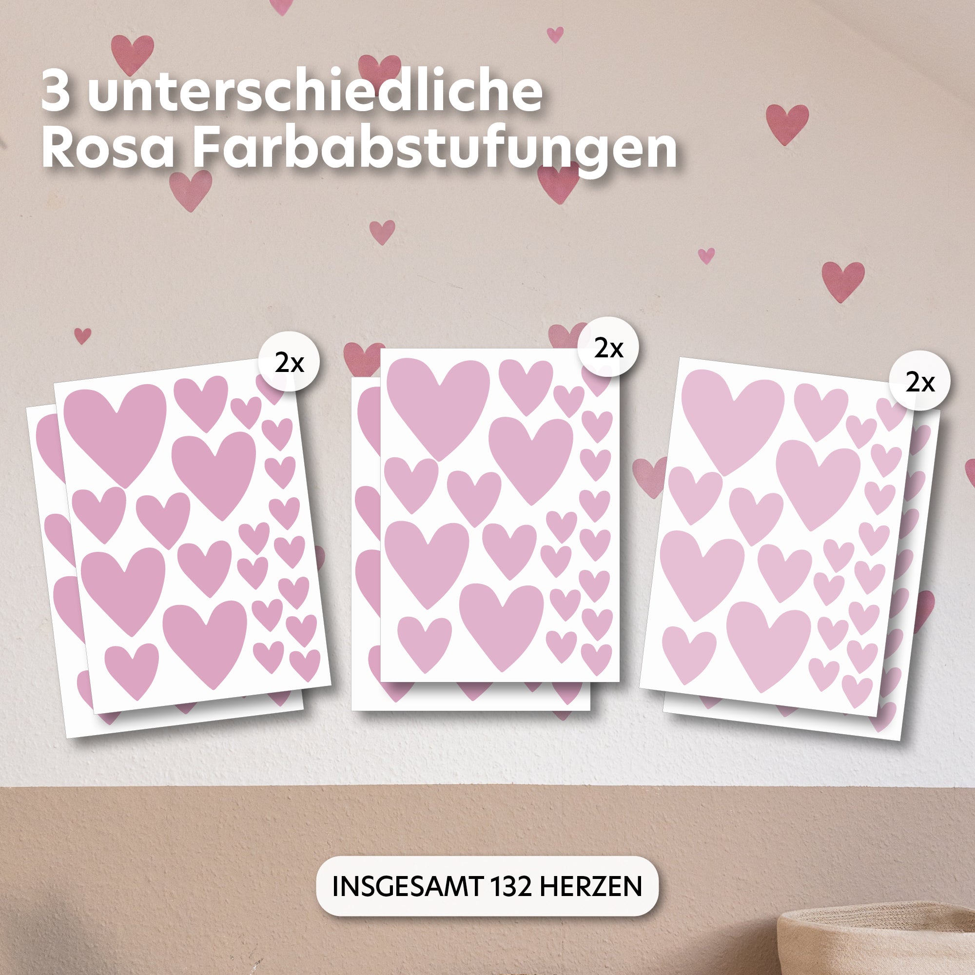 rosa / gemischte größen 132 stück