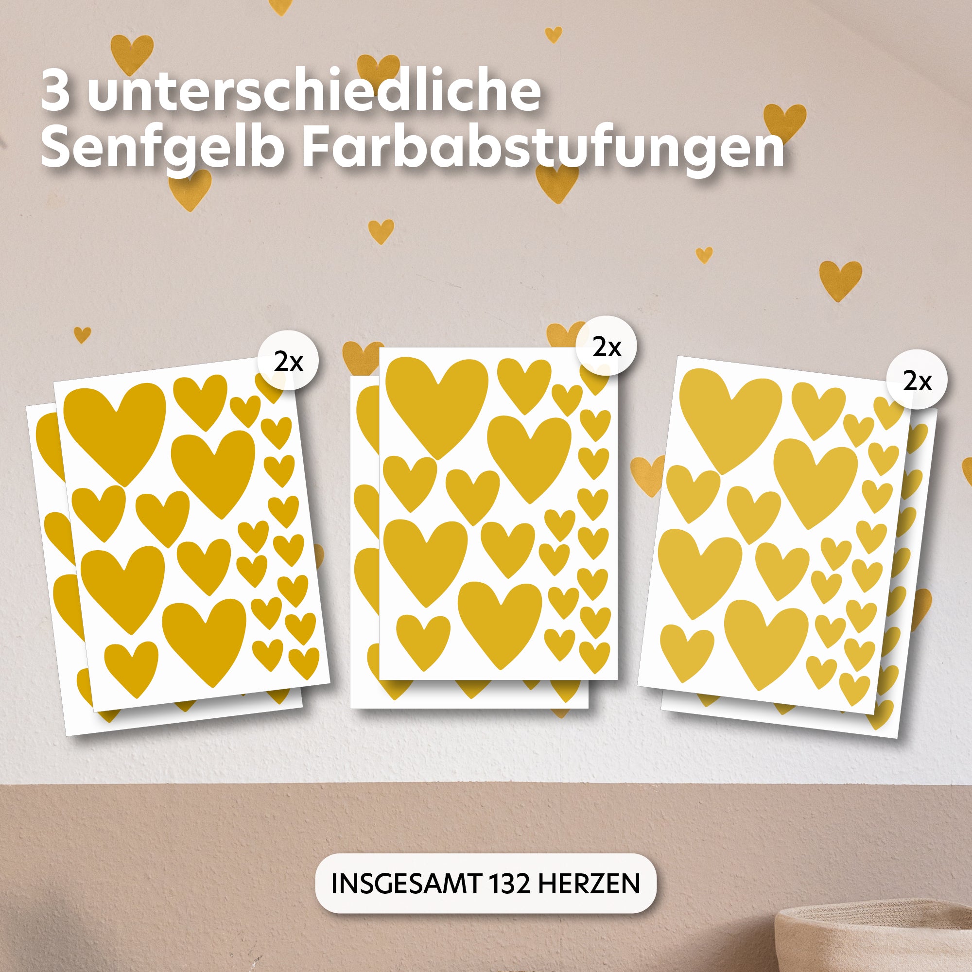 senfgelb / gemischte größen 132 stück