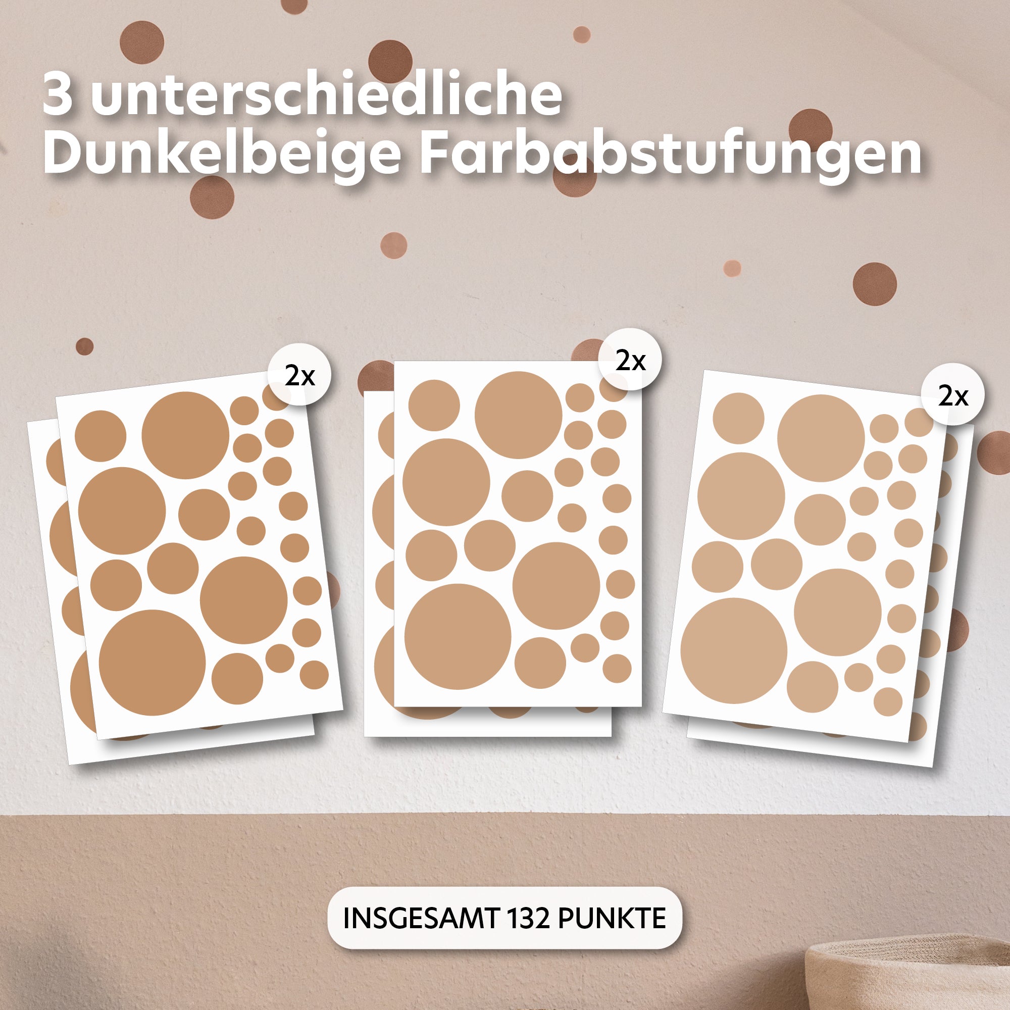 dunkelbeige / gemischte größen 132 stück