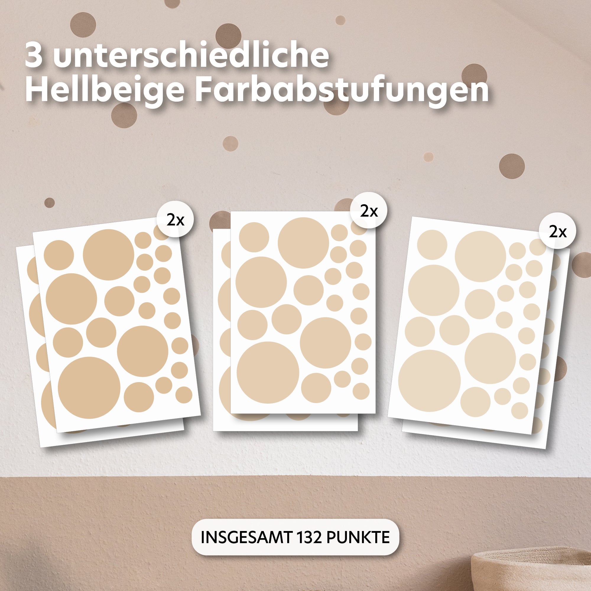 hellbeige / gemischte größen 132 stück