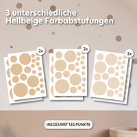 hellbeige / punkte / gemischte größen 132 stück