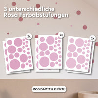 rosa / punkte / gemischte größen 132 stück