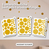 senfgelb / punkte / gemischte größen 132 stück