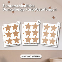 dunkelbeige / sterne / einheitsgröße 36 stück