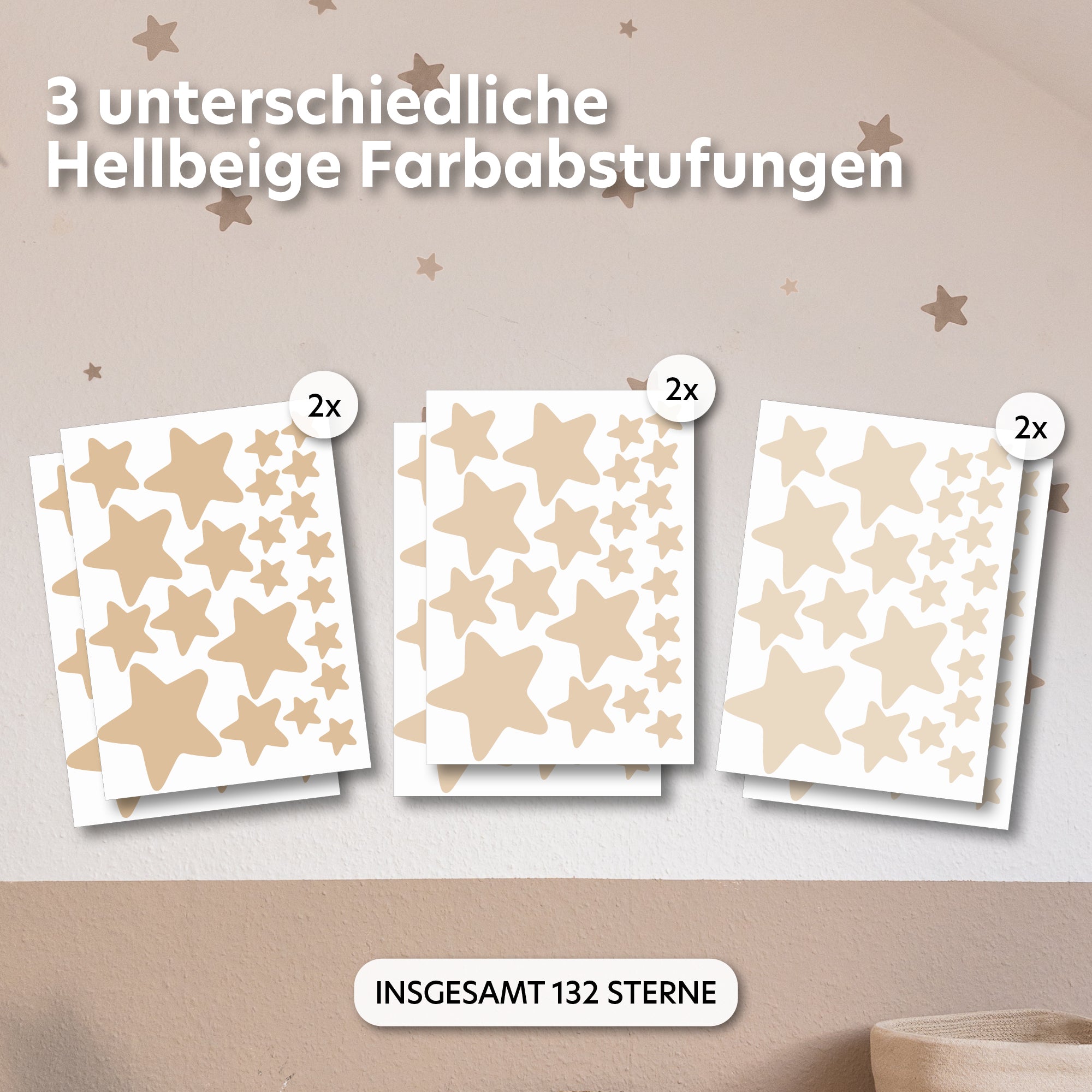 hellbeige / gemischte größen 132 stück