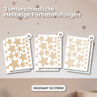 hellbeige / sterne / gemischte größen 132 stück