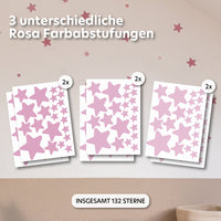 rosa / sterne / gemischte größen 132 stück