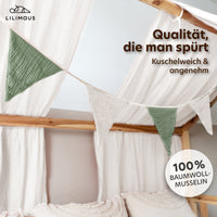 eukalyptus & weiß / wimpel / ohne goldapplikation