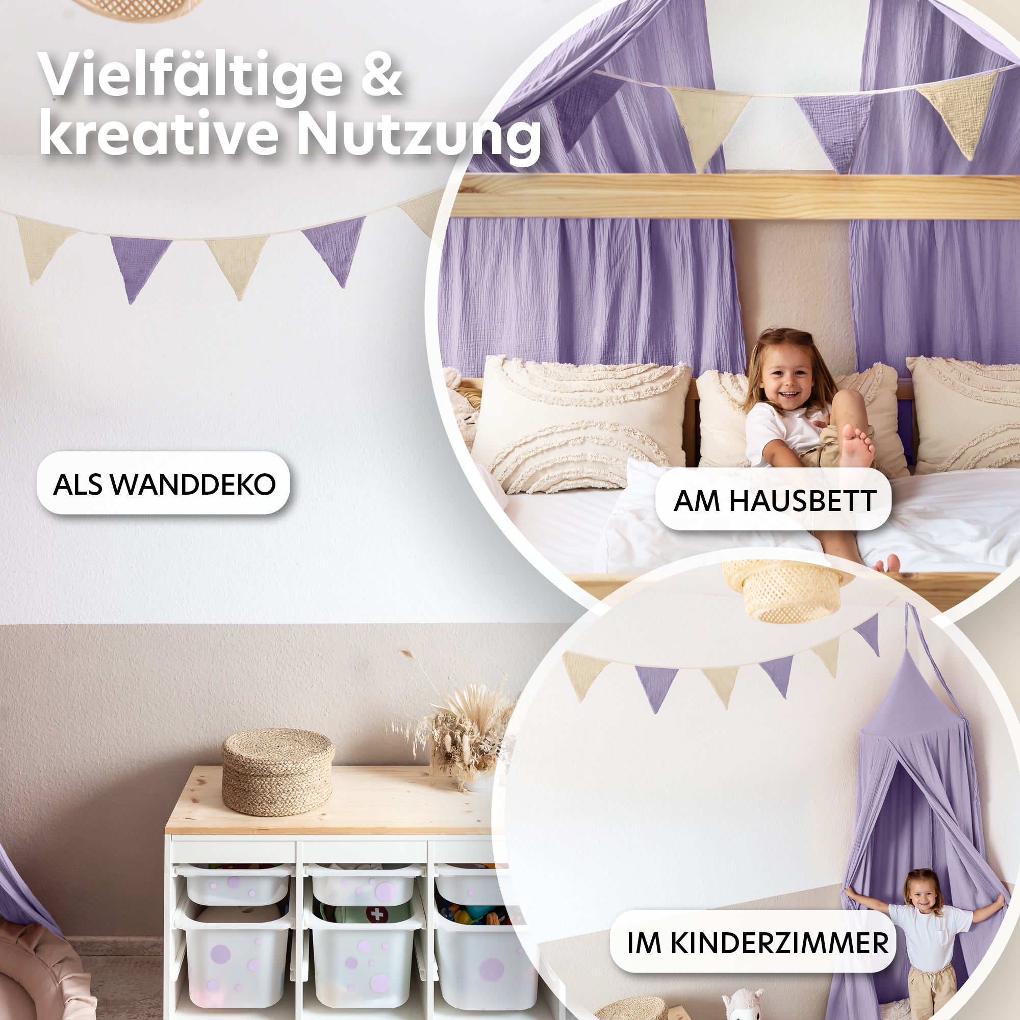 flieder & creme / wimpel / ohne goldapplikation