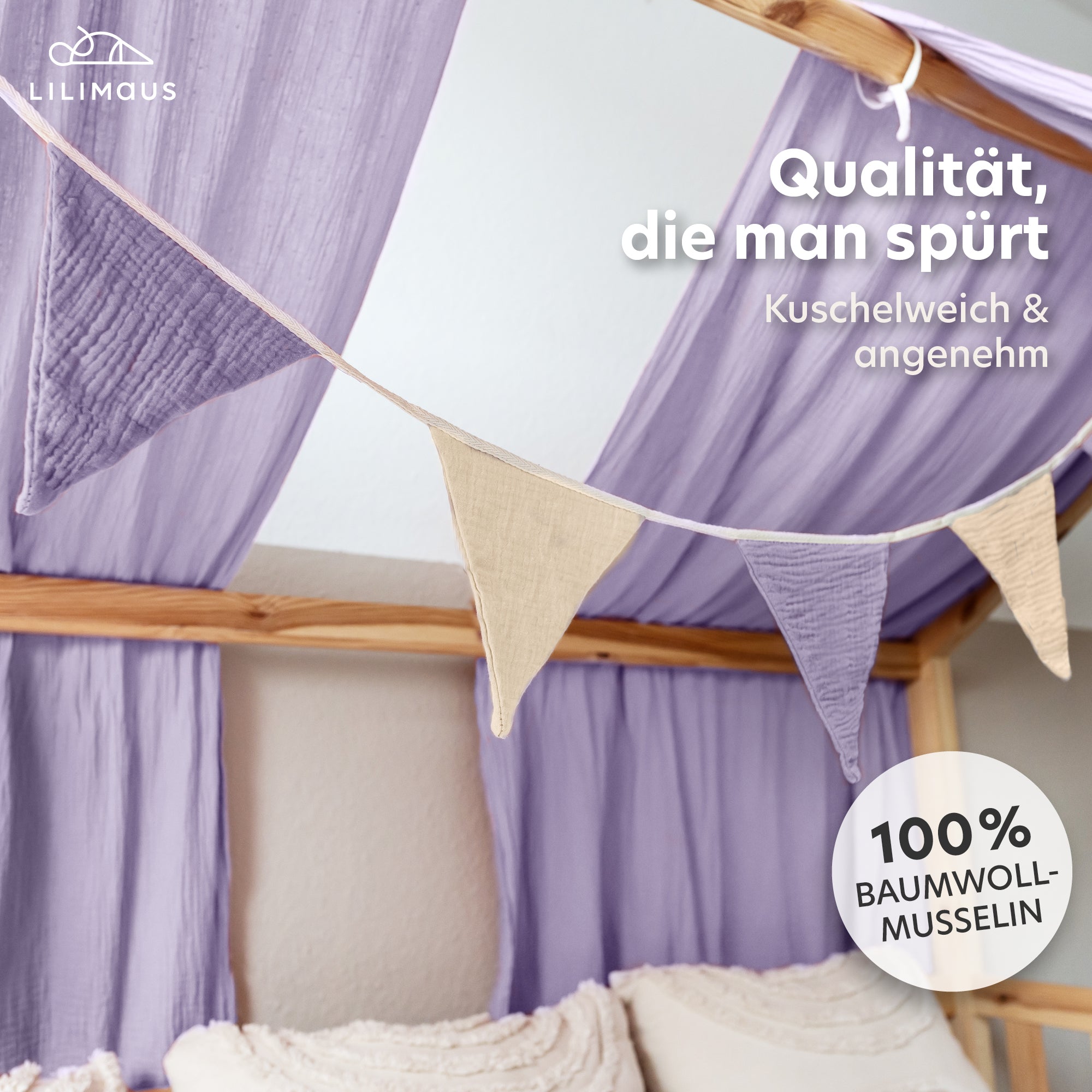 flieder & creme / wimpel / ohne goldapplikation