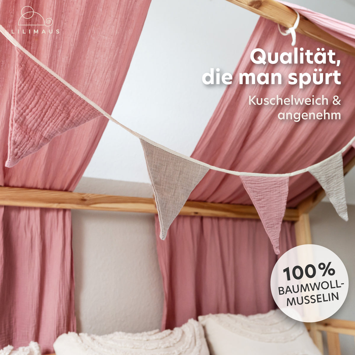 altrosa & hellbeige / wimpel / ohne goldapplikation