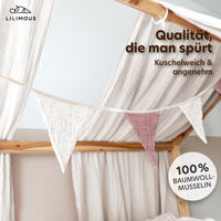 altrosa & weiß / wimpel / mit goldapplikation