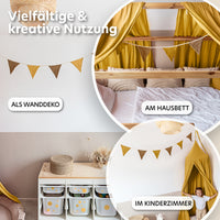 senfgelb & nougat / wimpel / mit goldapplikation
