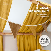 senfgelb & nougat / wimpel / mit goldapplikation