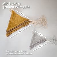 senfgelb & nougat / wimpel / mit goldapplikation