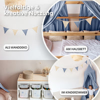 blau & creme / wimpel / mit goldapplikation