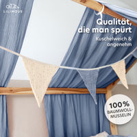 blau & creme / wimpel / mit goldapplikation
