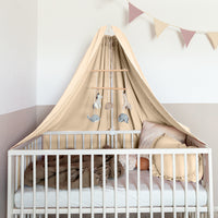 Babybett Himmel (Gold) + Bettschlange + Babybettlaken + Wimpelkette/Sternenkette (Gold) ab