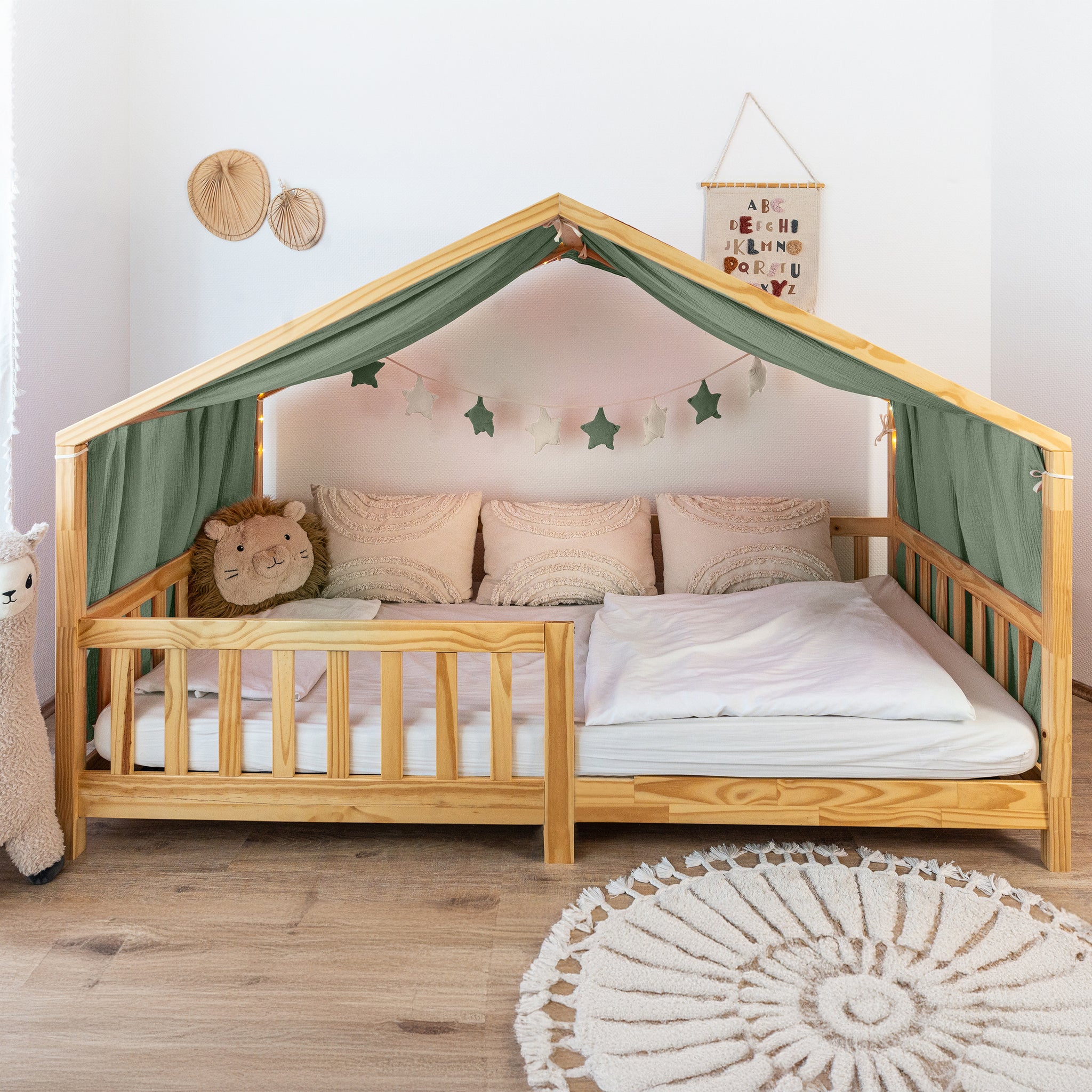 SPARSET: Hausbett Himmel Typ A + Bettschlange + Wimpelkette/Sternenkette ab