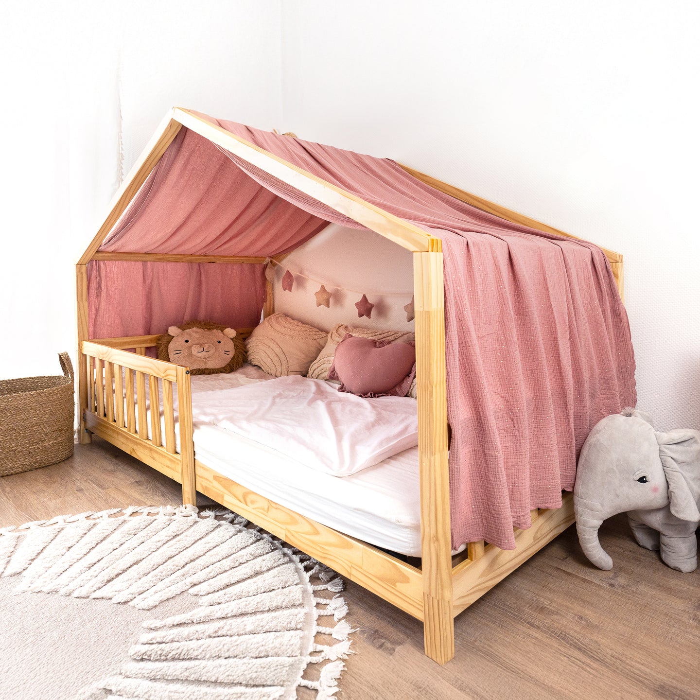 SPARSET: Hausbett Himmel Typ A + Bettschlange + Wimpelkette/Sternenkette ab