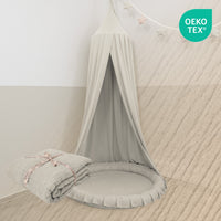 Baldachin Creme / ohne Goldapplikation – Musselin Betthimmel fürs Kinderzimmer LILIMAUS