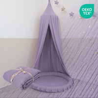 Baldachin Flieder / mit Goldapplikation – Musselin Betthimmel mit Goldapplikation fürs Kinderzimmer LILIMAUS