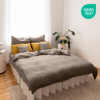 Dunkelbeige / 135x200cm + 1 Kissen 80x80cm 155x220cm + 1 Kissen 80x80cm 200x200cm + 2x Kissen 80x80cm 200x220cm + 2x Kissen 80x80cm 220x240cm + 2x Kissen 80x80cm