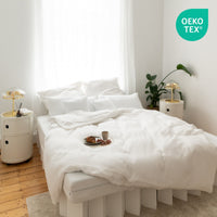 Weiß / 135x200cm + 1 Kissen 80x80cm 155x220cm + 1 Kissen 80x80cm 200x200cm + 2x Kissen 80x80cm 200x220cm + 2x Kissen 80x80cm 220x240cm + 2x Kissen 80x80cm