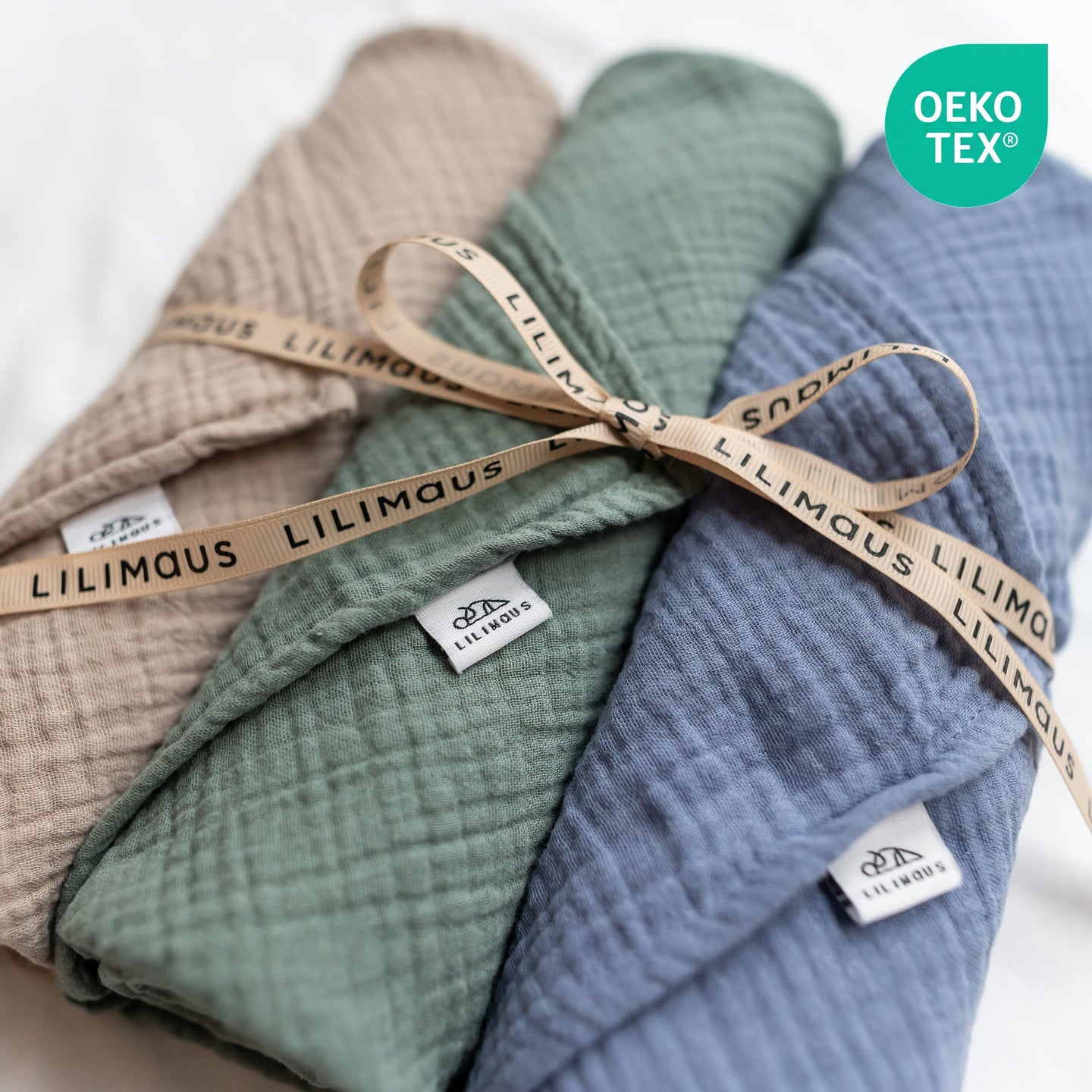 Hellbeige & Blau & Eukalyptus