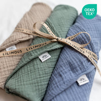 Hellbeige & Blau & Eukalyptus