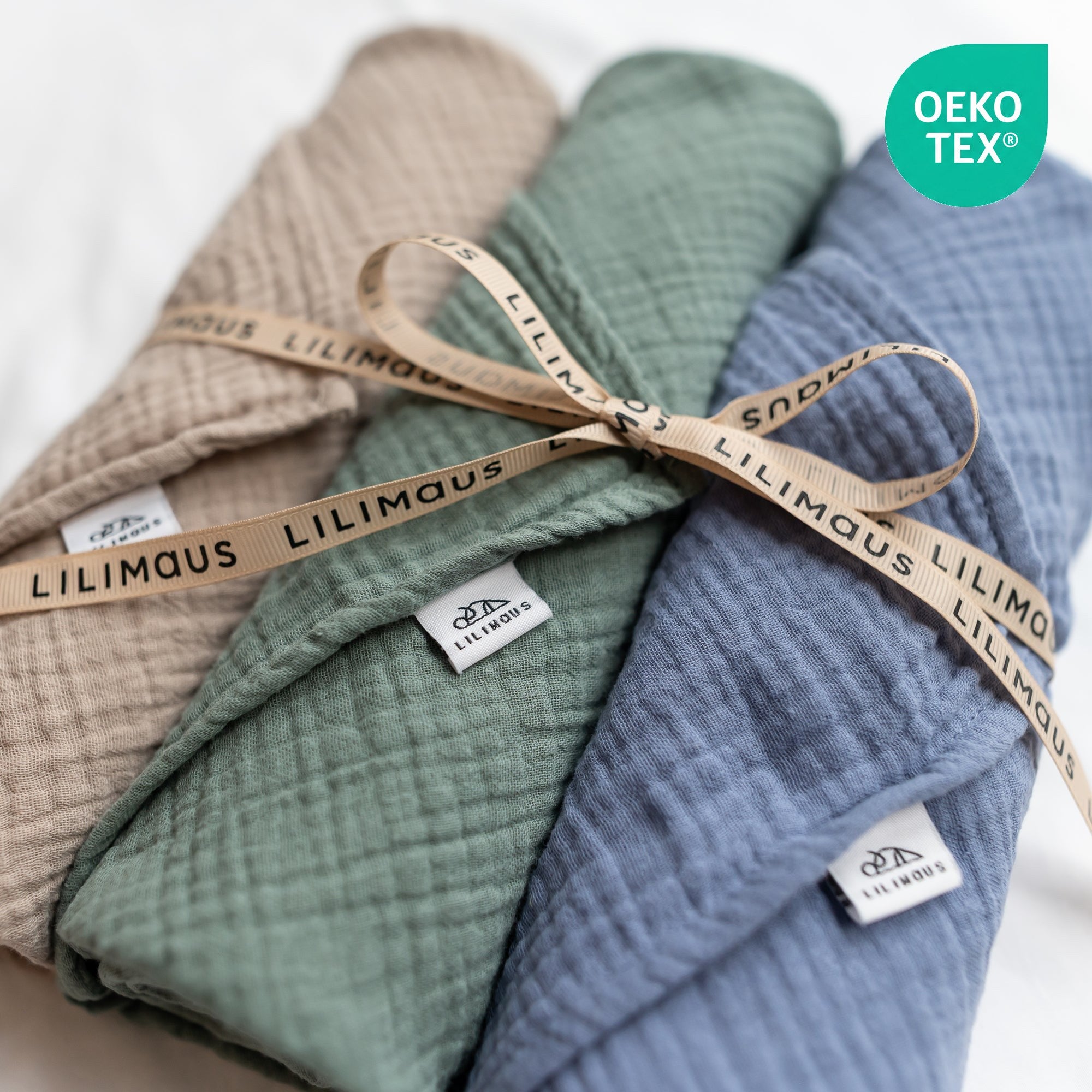 Hellbeige & Blau & Eukalyptus